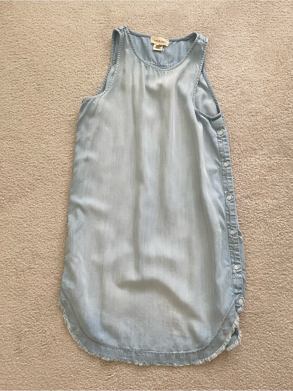 cloth & stone Light Blue Chambray Sleeveless Button-Side Lightweight Dress Women - Picture 1 of 5